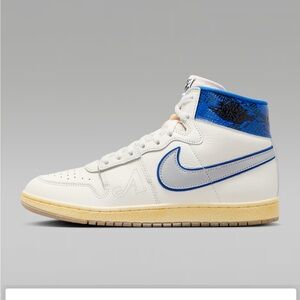 Nike White and Blue High-Top Sneakers